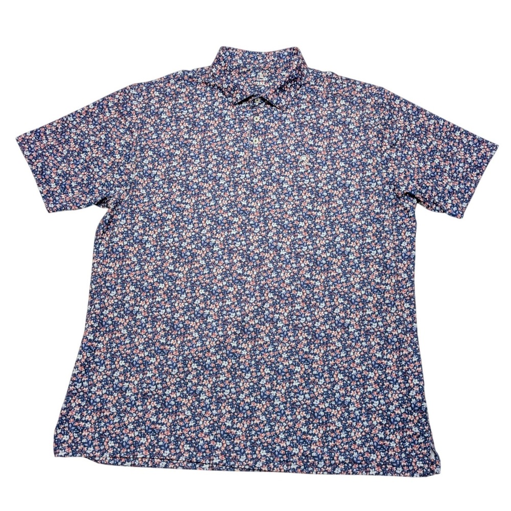 Rhoback All American Floral Polo Men's 3XL Navy Red Golf Stretch UPF
